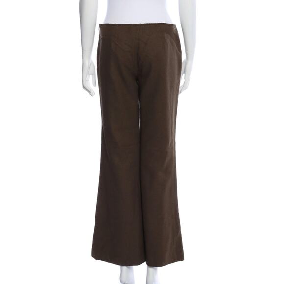 TORY BURCH Wool Wide Leg Flare Women's Pants 4 Olive Green Sailor Military Tweed - Picture 2 of 5